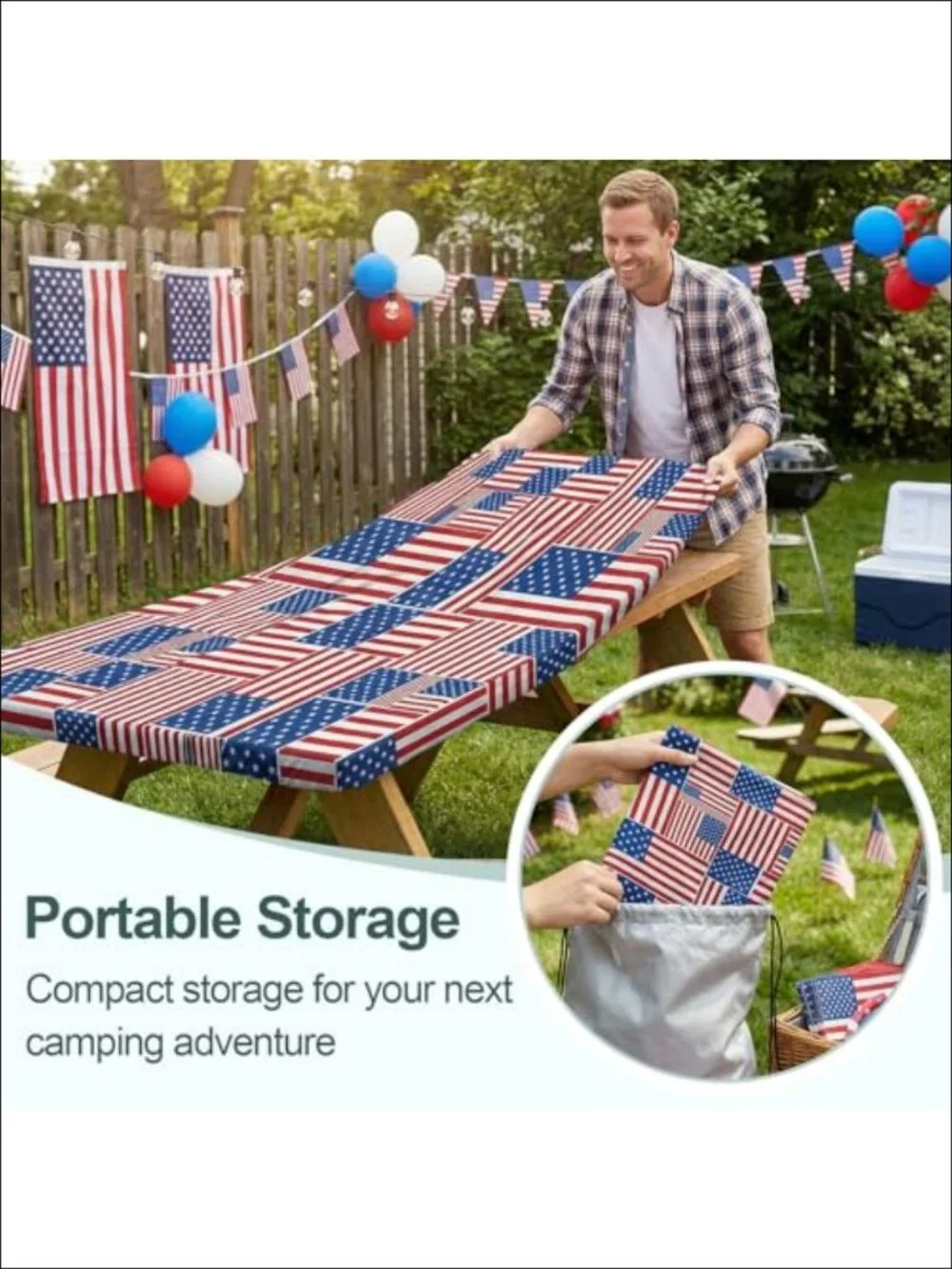 Waterproof Picnic Table and Bench Covers Set Fitted Elastic Outdoor Camping